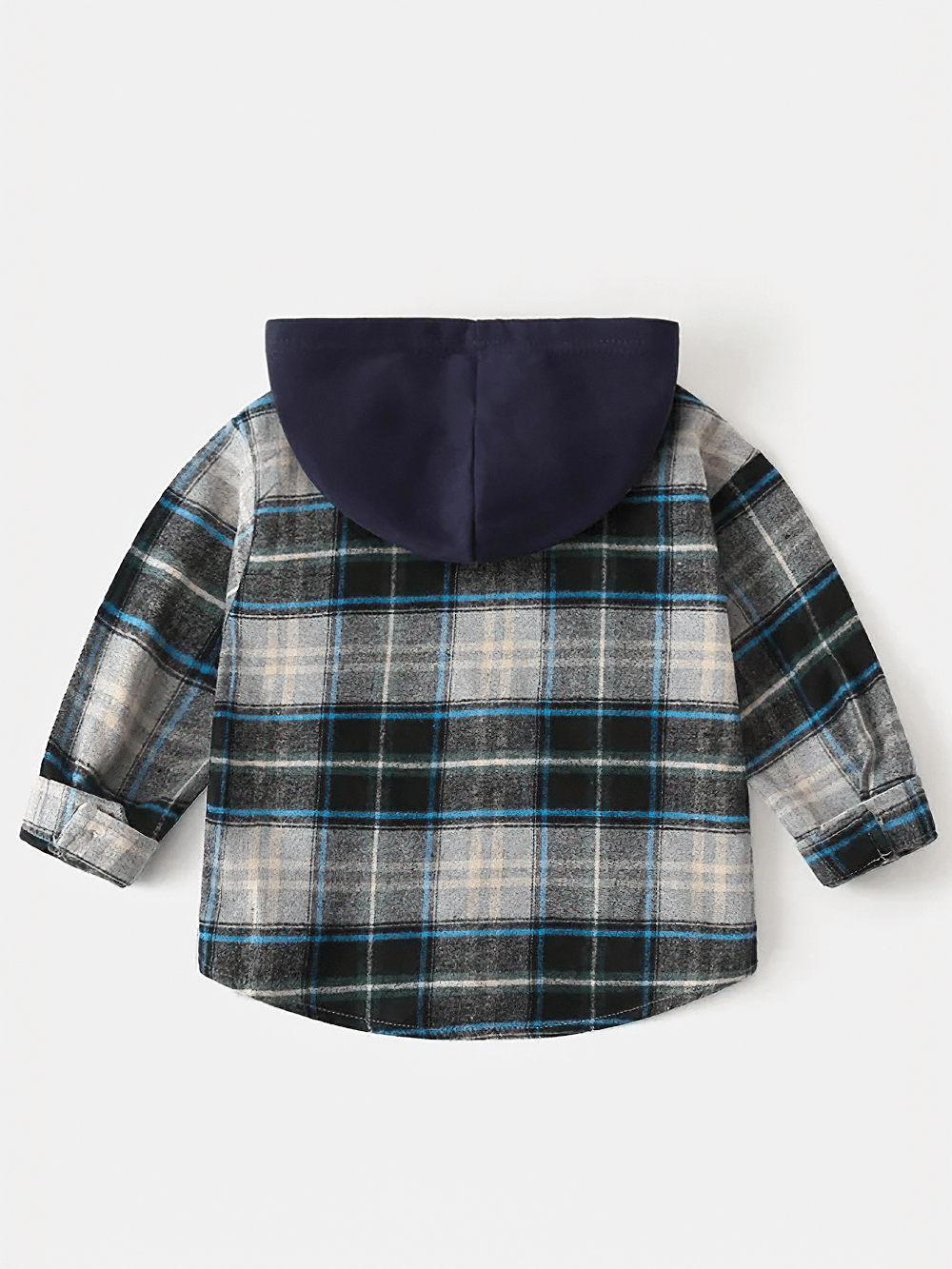 Plaid Hooded Long Sleeved Shirt for Boys and Girls - SF3524, featuring classic flannel style with a cozy hood and button-down design.