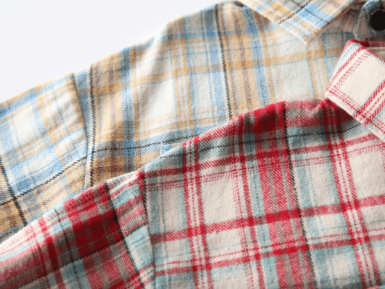 Plaid Long-Sleeved Button-Down Shirt for Kids - SF3523 in red and blue checked patterns, showcasing cozy flannel fabric.