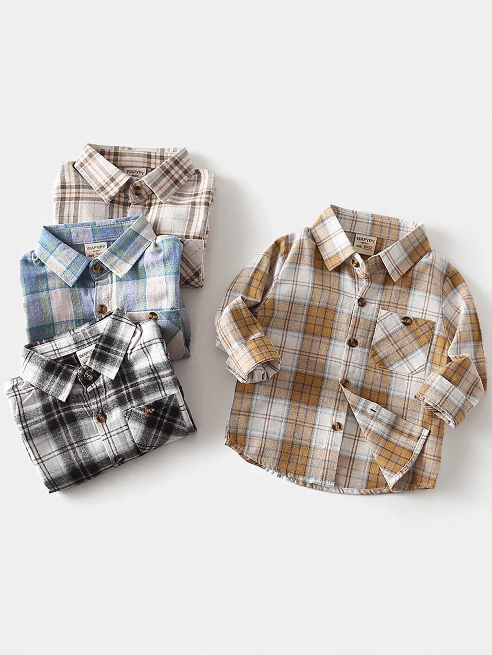 Plaid Long-Sleeved Toddler Boys Flannel Shirt - SF3521 in multiple colors, perfect for autumn and winter fashion.