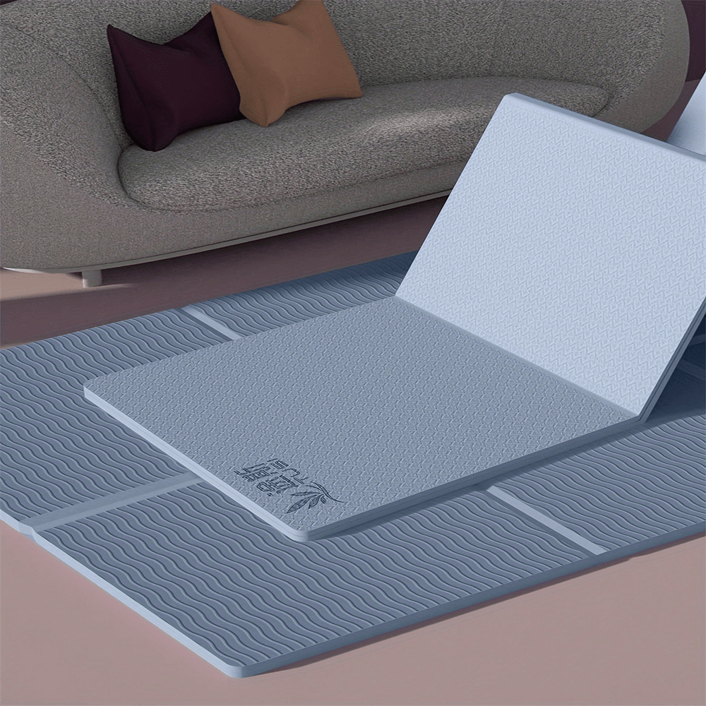 Portable foldable non-slip yoga mat SF2879 in grey, perfect for home and gym exercises with durable TPE material and excellent traction.