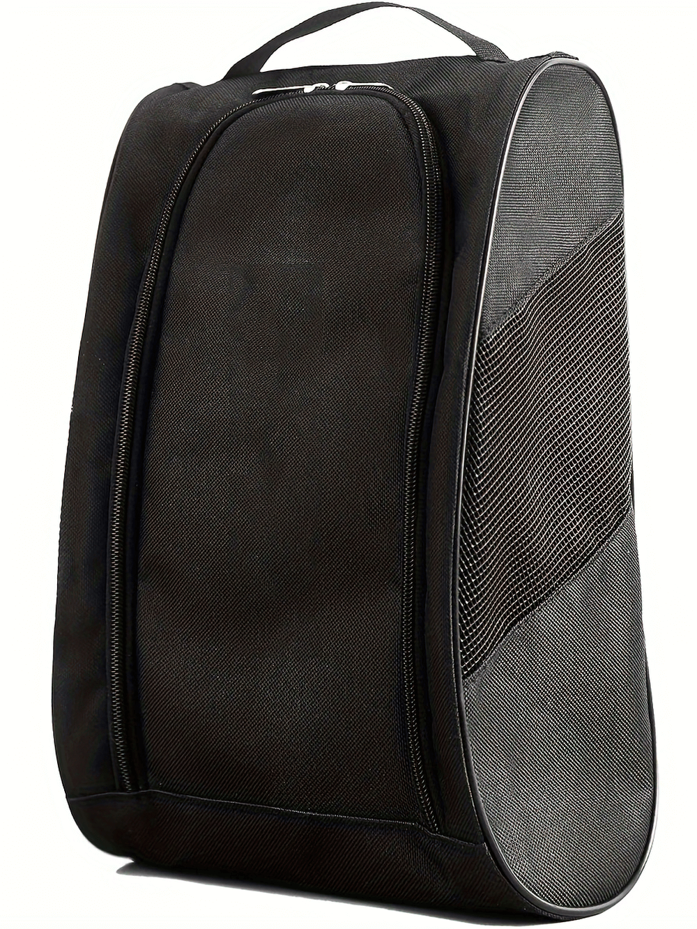 Black portable footwear carrier SF2670 with zipper closure and handle, ideal for shoe storage and travel organization.