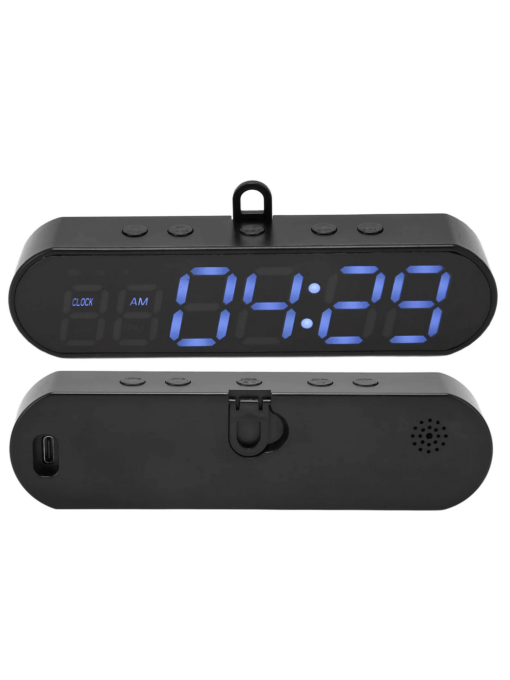 Portable gym timer SF3077 with USB rechargeable battery, featuring blue LED display and remote control for fitness workouts.