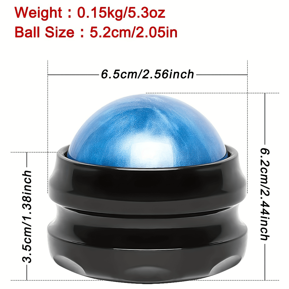 Portable Handheld 360° Rolling Massage Ball SF2830 with ergonomic grip and precise dimensions for muscle recovery.