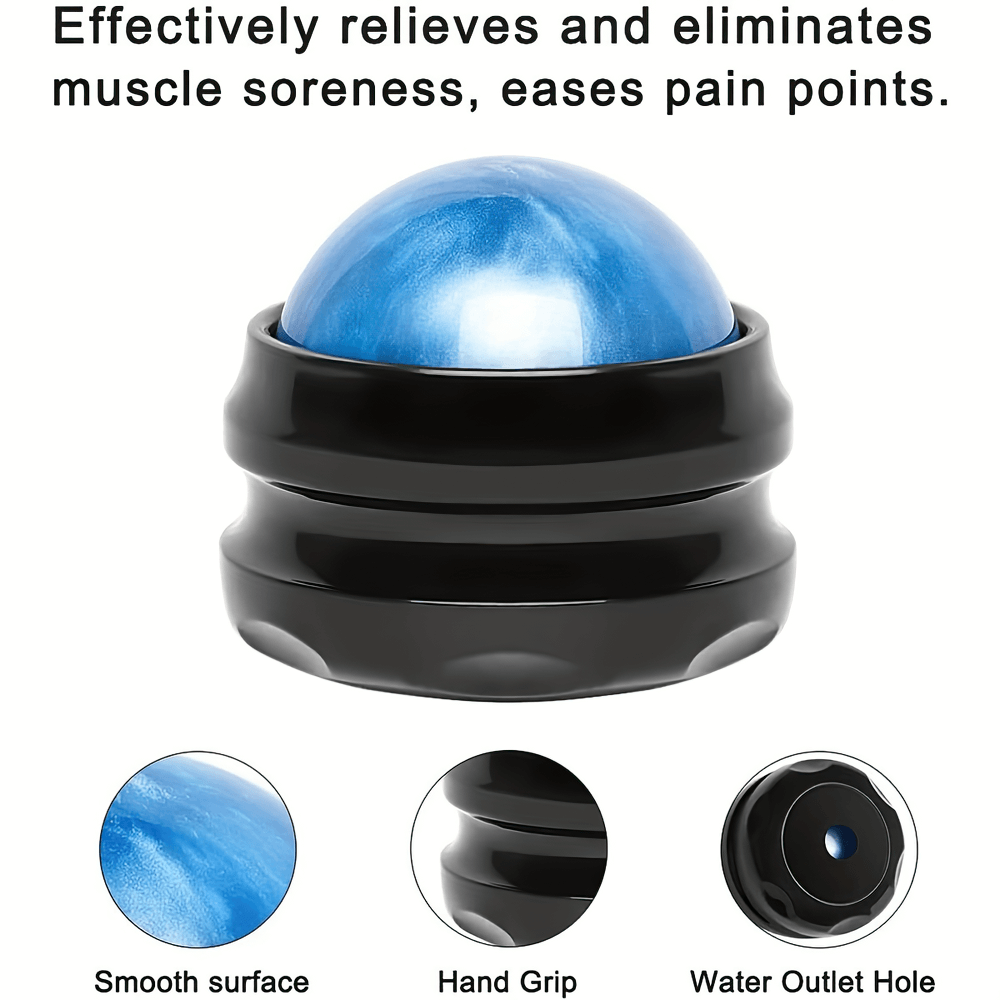 Portable 360° rolling massage ball for muscle recovery, featuring a smooth surface, ergonomic grip, and durable ABS material.