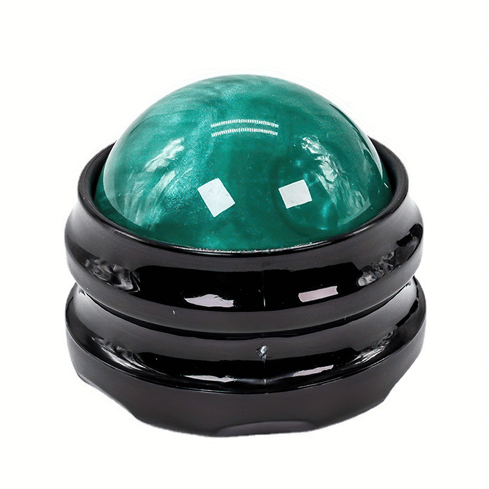 Portable Handheld 360° Rolling Massage Ball in green and black, designed for muscle recovery and relaxation, model SF2830.