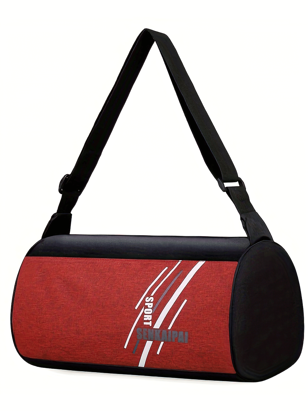 Portable sports cylinder bag with adjustable strap, trendy unisex design, perfect for travel and daily use, colorblock style, SF2652.