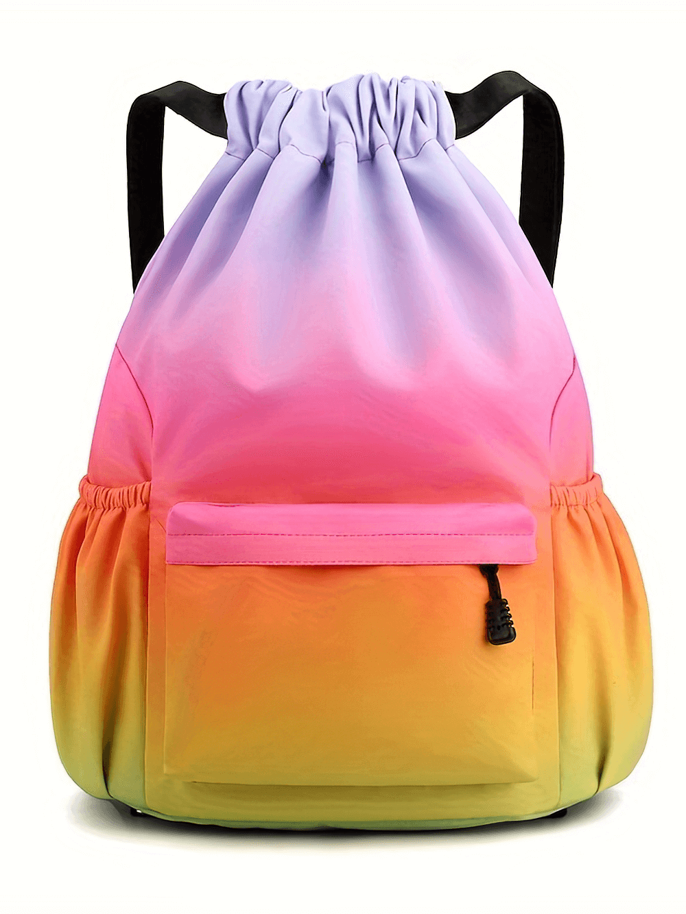 Rainbow design sports drawstring bag SF2653 with large capacity, adjustable straps, and waterproof nylon for travel and camping.