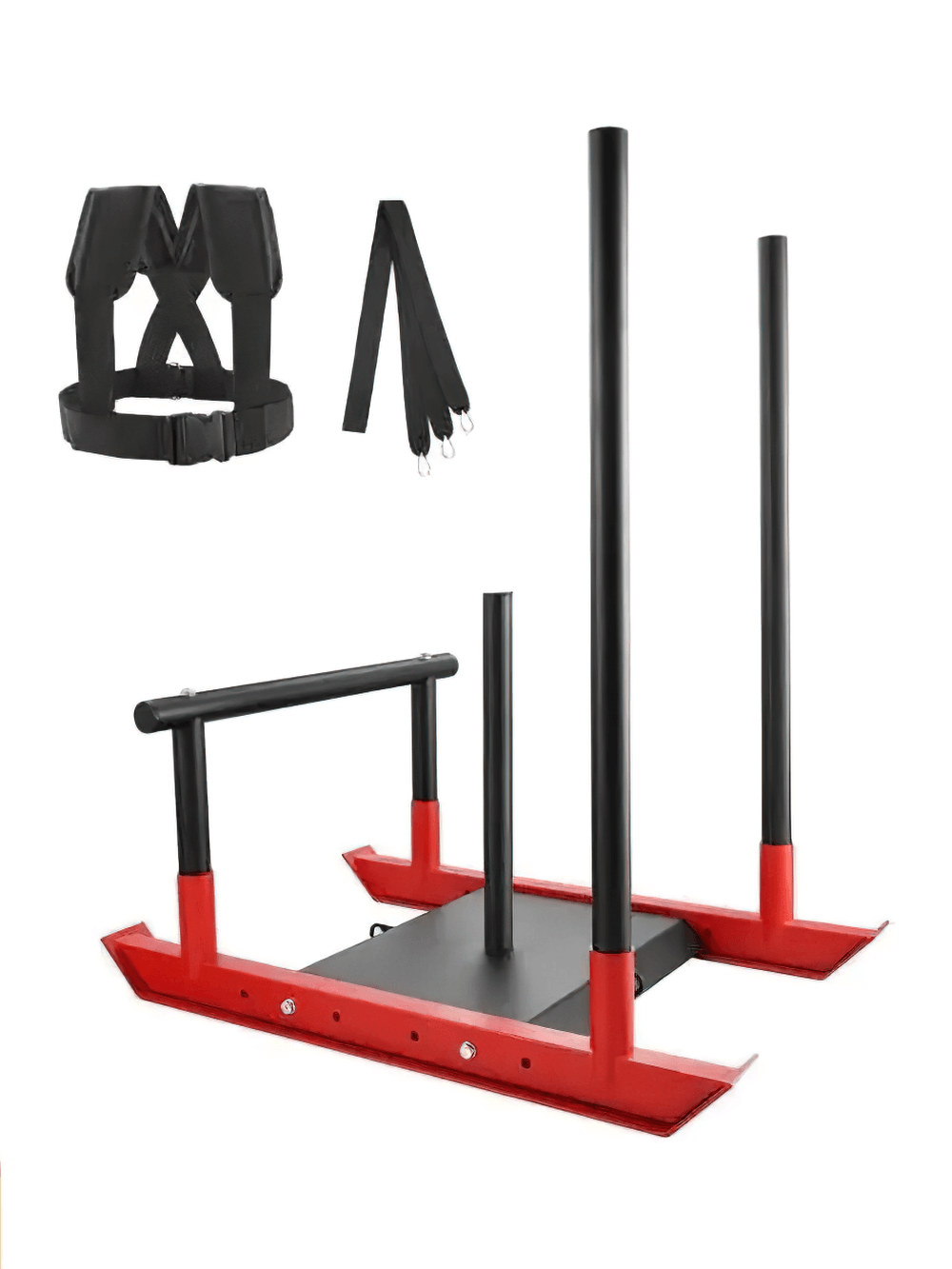 Power Training Sled with padded harness and straps - Heavy-duty speed push and pull weight sled for strength and resistance workouts.