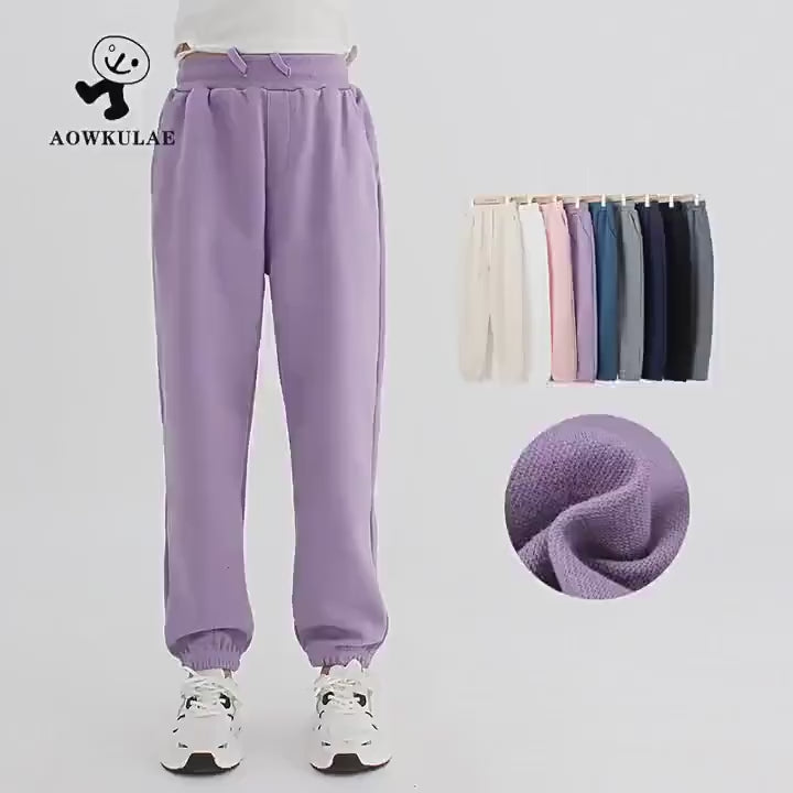 Kids Casual Sports Jogger Pants with Pockets - SF3612 in various colors, featuring elastic waistband and stylish stitching details.