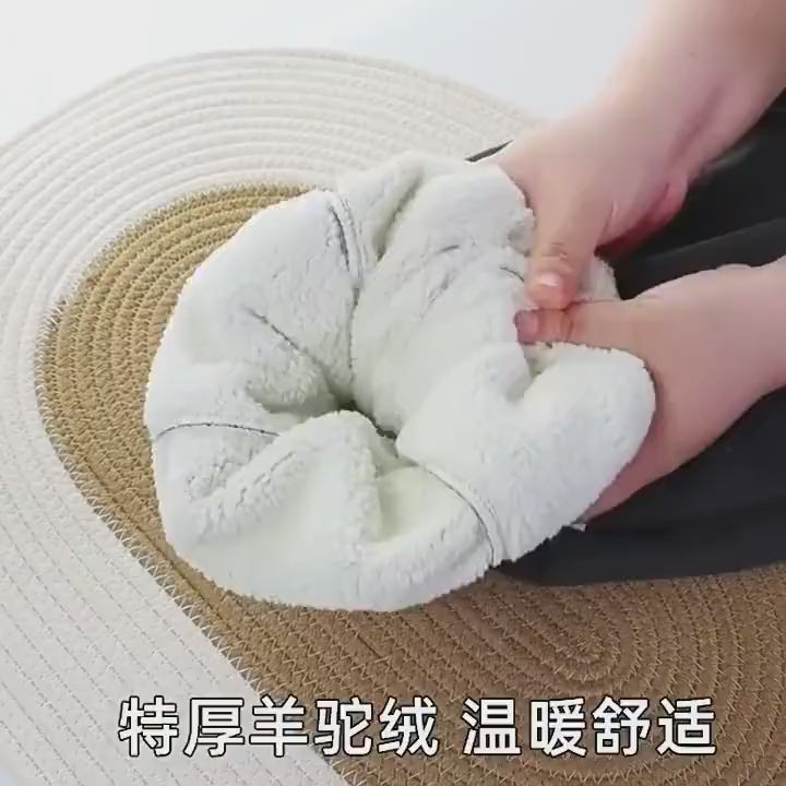 Hands holding soft velvet-lined Kids Warm Fleece Pants with Elastic Waist - SF3740 for winter comfort