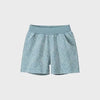 Leaf Print Shorts with Elastic Waist and Pockets - SF3790: Stylish girls' lightweight shorts with leaf pattern, ideal for summer play.
