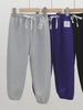 Kids Elastic Waist Sport Jogger Pants Multi Color - SF3861 displayed in gray, purple, and black on hangers.