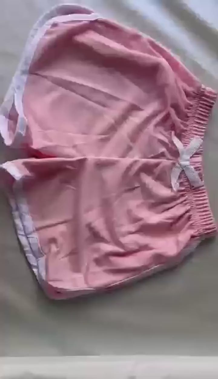 Lightweight Sports Shorts with Elastic Waistband - SF3784 in pink, breathable kids' athletic shorts with side trim for play and training.