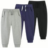 Kids Fleece Pants with Drawstring and Rib Cuffs - SF3811 in gray, blue, and black colors, perfect for active boys and girls.