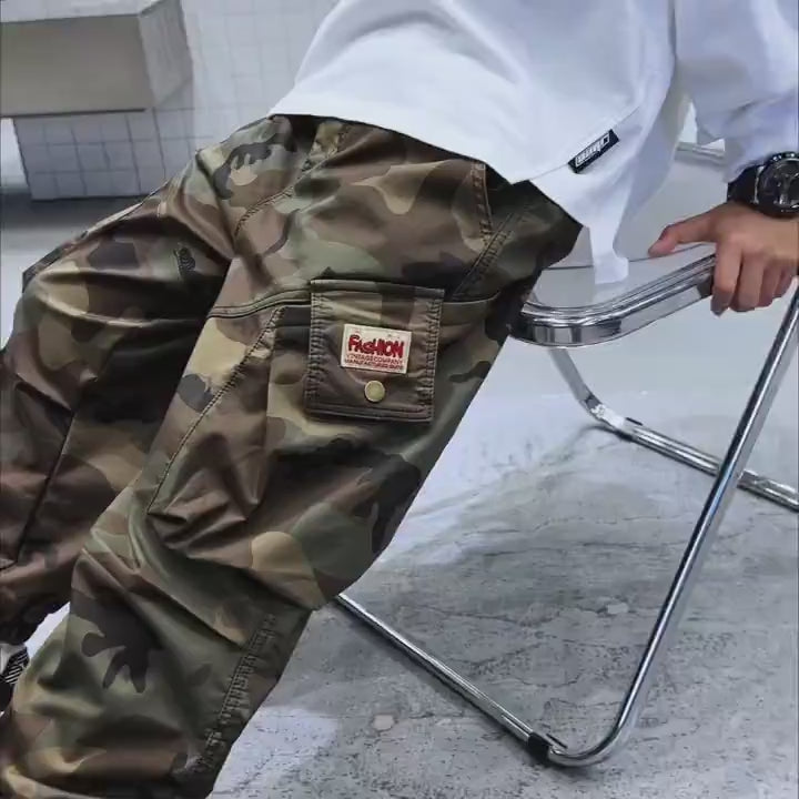 Boys Camouflage Jogger Pants with Elastic Waist - SF3871, featuring elastic waist and cargo style, perfect for sporty adventures.