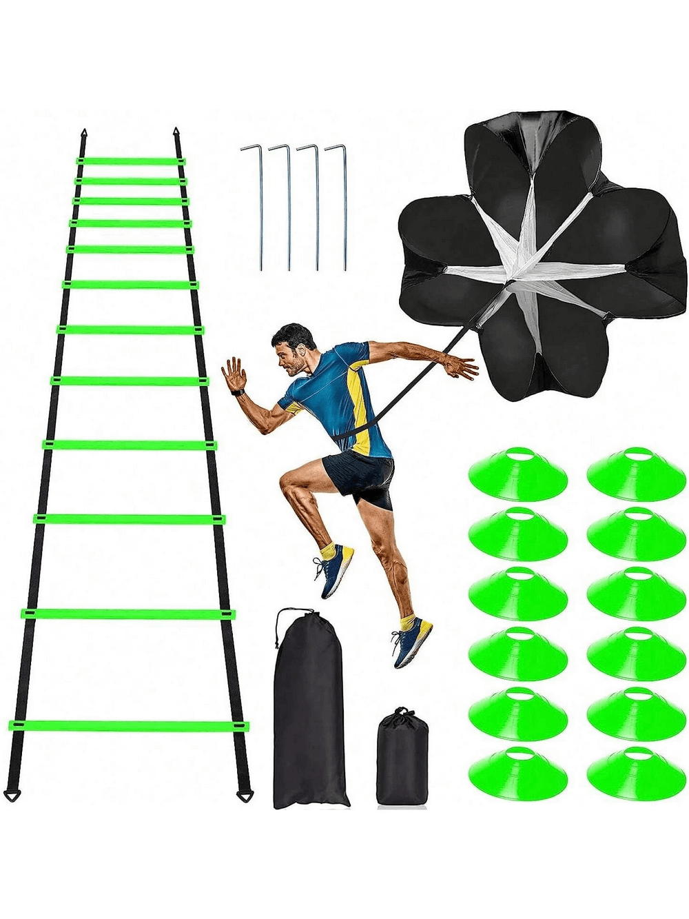 Pro Speed and Agility Training Set with ladder, cones, and parachute for enhanced sports performance