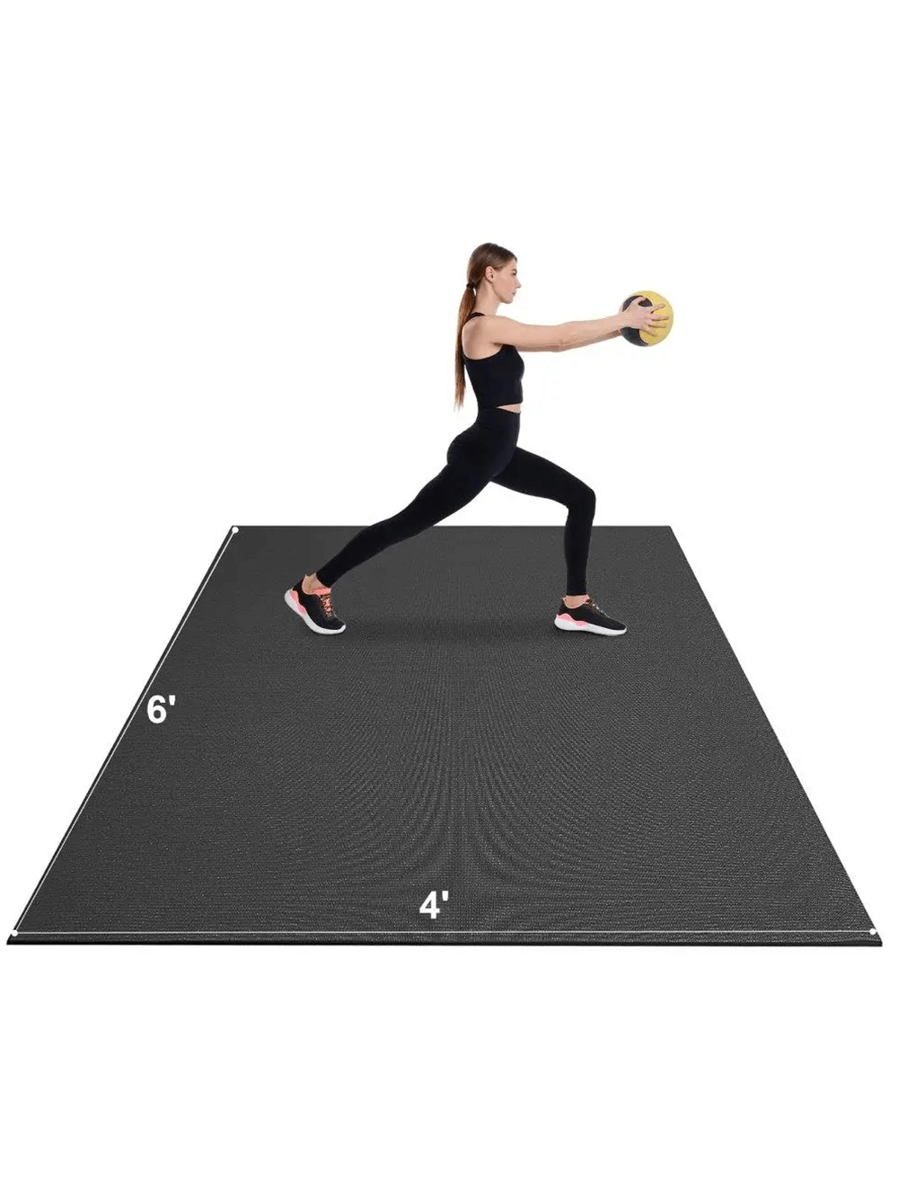 Woman exercising with a ball on a Protective Gym Flooring Mat for Home and Fitness - SF3470, 4x6 FT non-slip mat for versatile workouts.