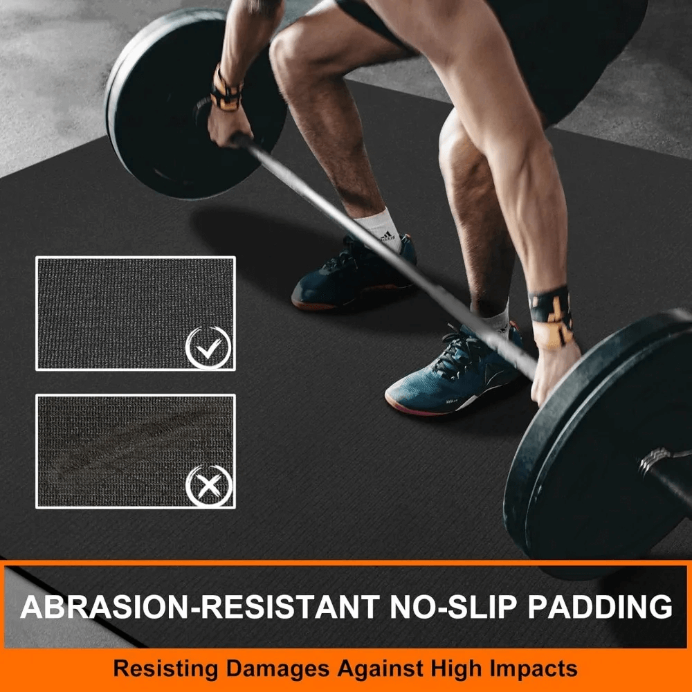 Man weightlifting on Protective Gym Flooring Mat for Home and Fitness - SF3470 showcasing non-slip surface.