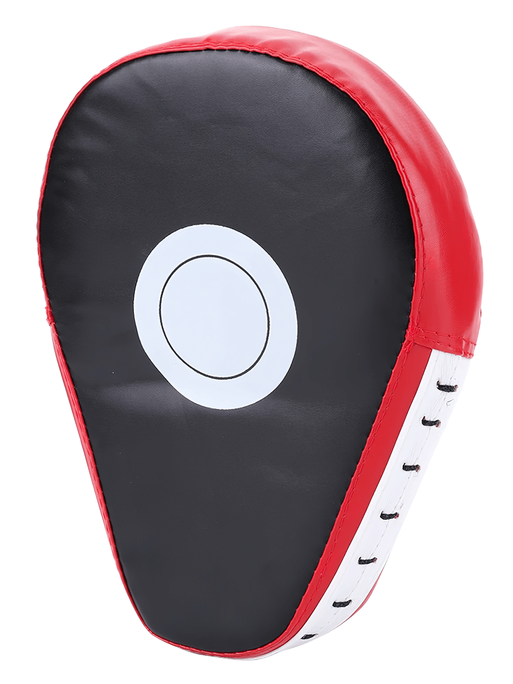 PU leather boxing focus mitt with target print for Muay Thai and kickboxing, black and red colors, SF3154 model.
