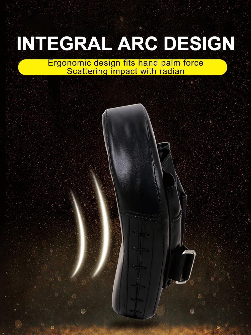 PU Leather Boxing Focus Mitt with Arc Design, SF3154, for kickboxing & Muay Thai. Shock-absorbing, durable stitching, ideal training gear.