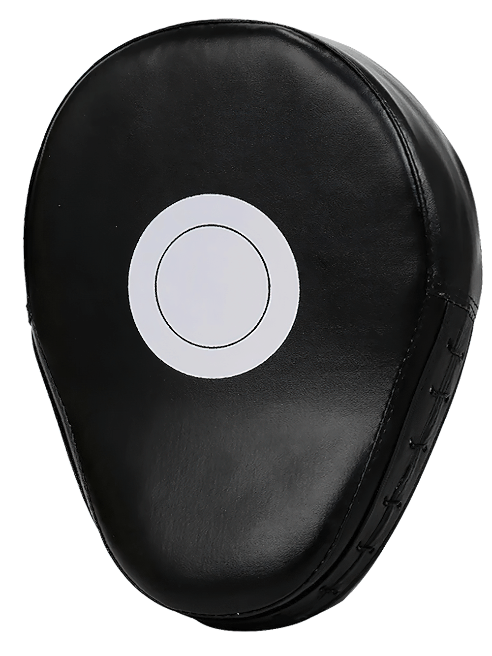 Black PU leather boxing focus mitt with target print for improved technique, ideal for kickboxing, Muay Thai, and MMA training. Model SF3154.