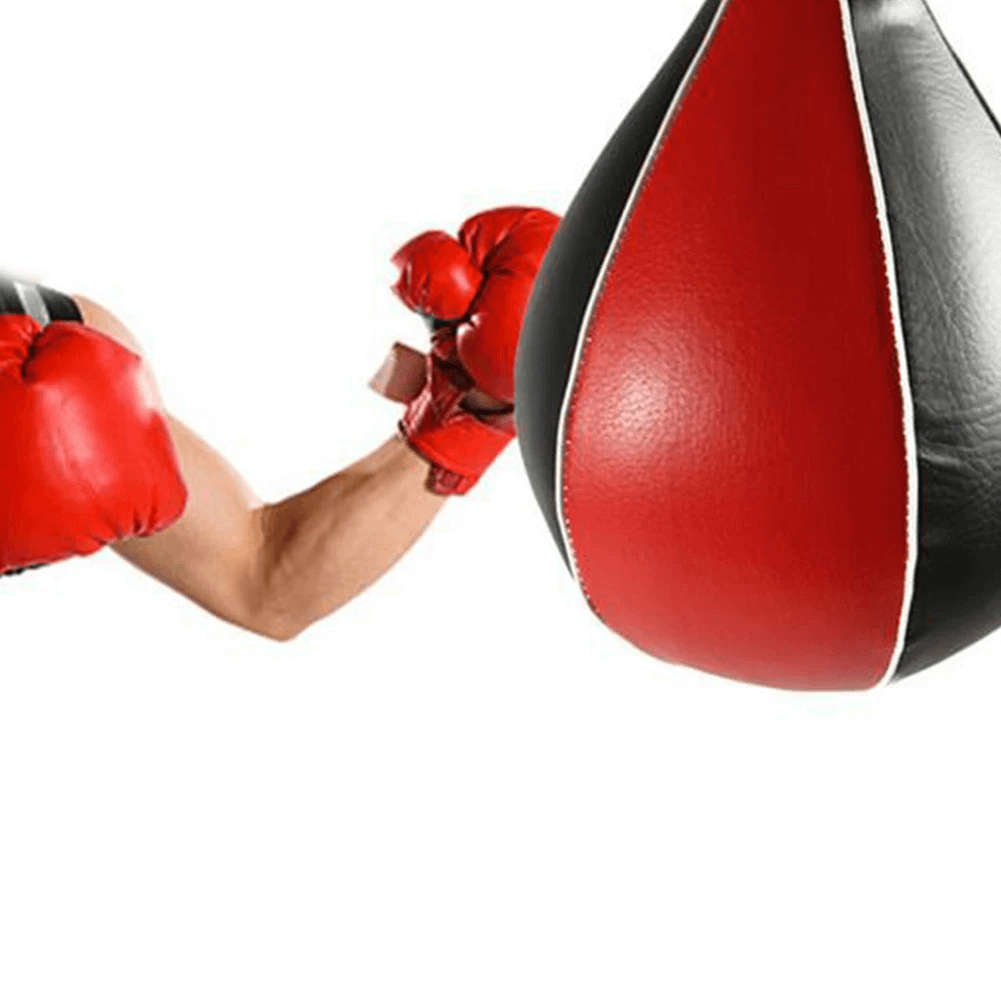 Boxer training with PU leather speed punching ball, ideal for boxing, MMA, and gym workouts. Boost agility and reflexes.