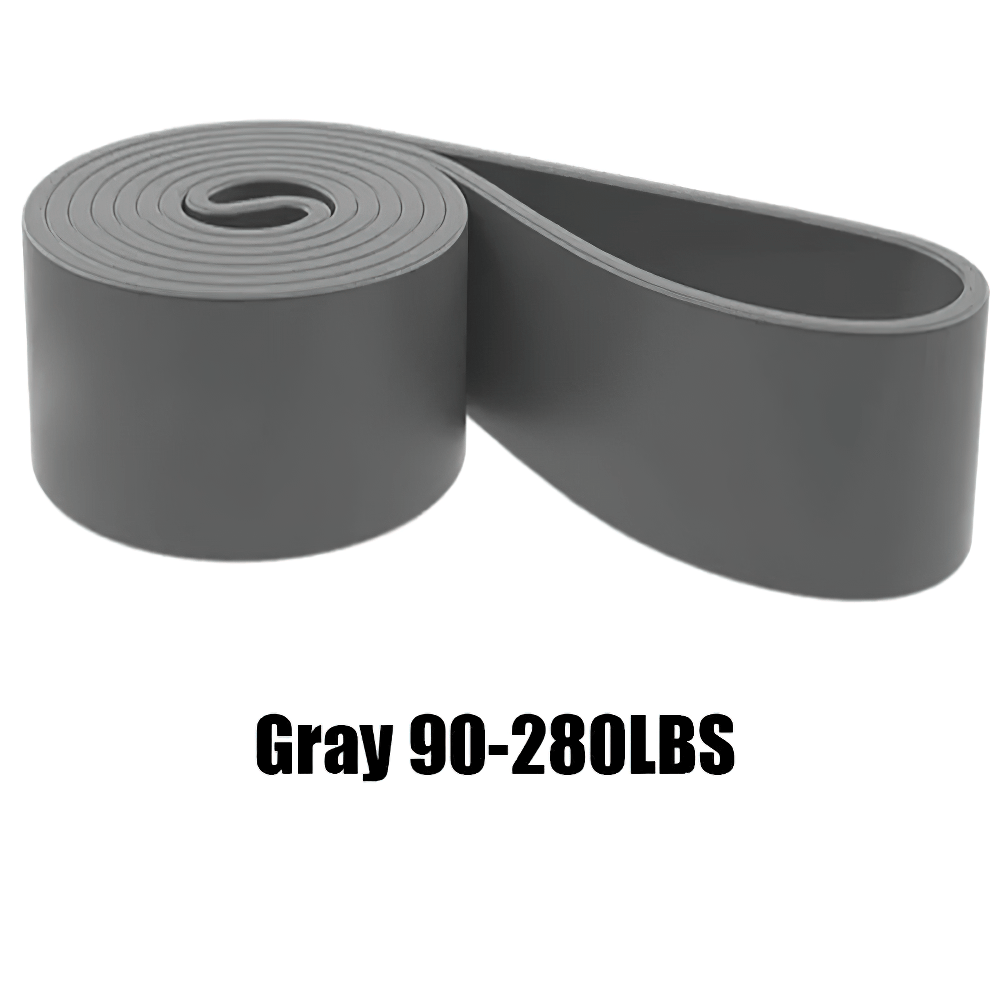 Gray Pull Up Resistance Band 90-280 LBS for Home Workouts and Pilates, ideal for strength training and stretching exercises.