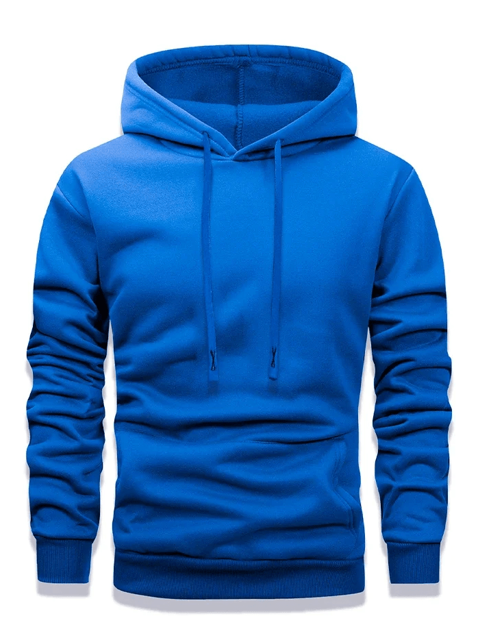 Pullover Hoodie with Drawstring and Pocket - SF4650 in vibrant blue color, showcasing long sleeves and ribbed cuffs.