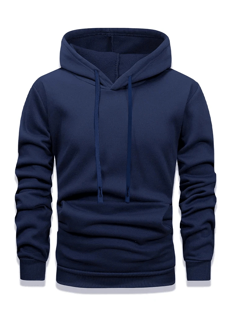 Pullover Hoodie with Drawstring and Pocket - SF4650 in navy color, featuring a classic hood and ribbed cuffs.