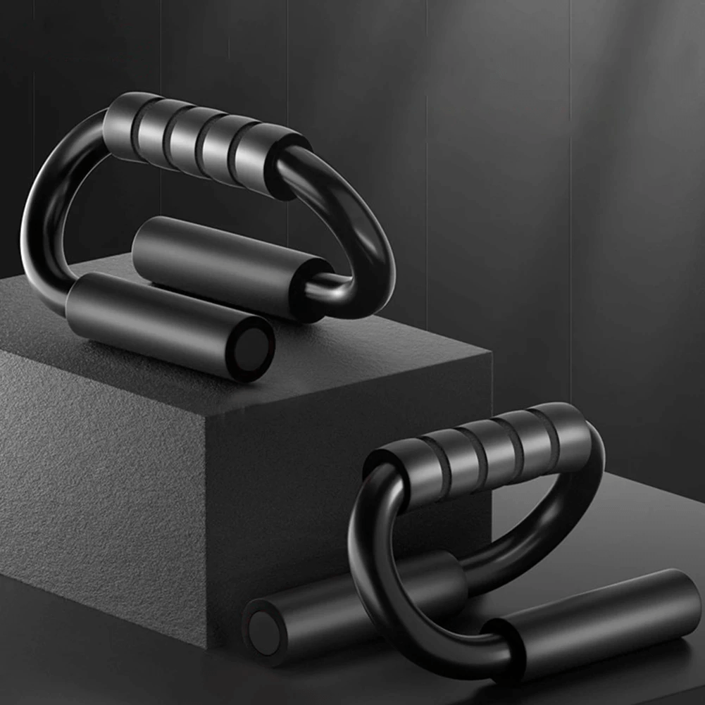 S Shape Push Up Handles with Foam Grip for Home Workout, enhancing chest and arm strength, featuring durable and anti-slip design.