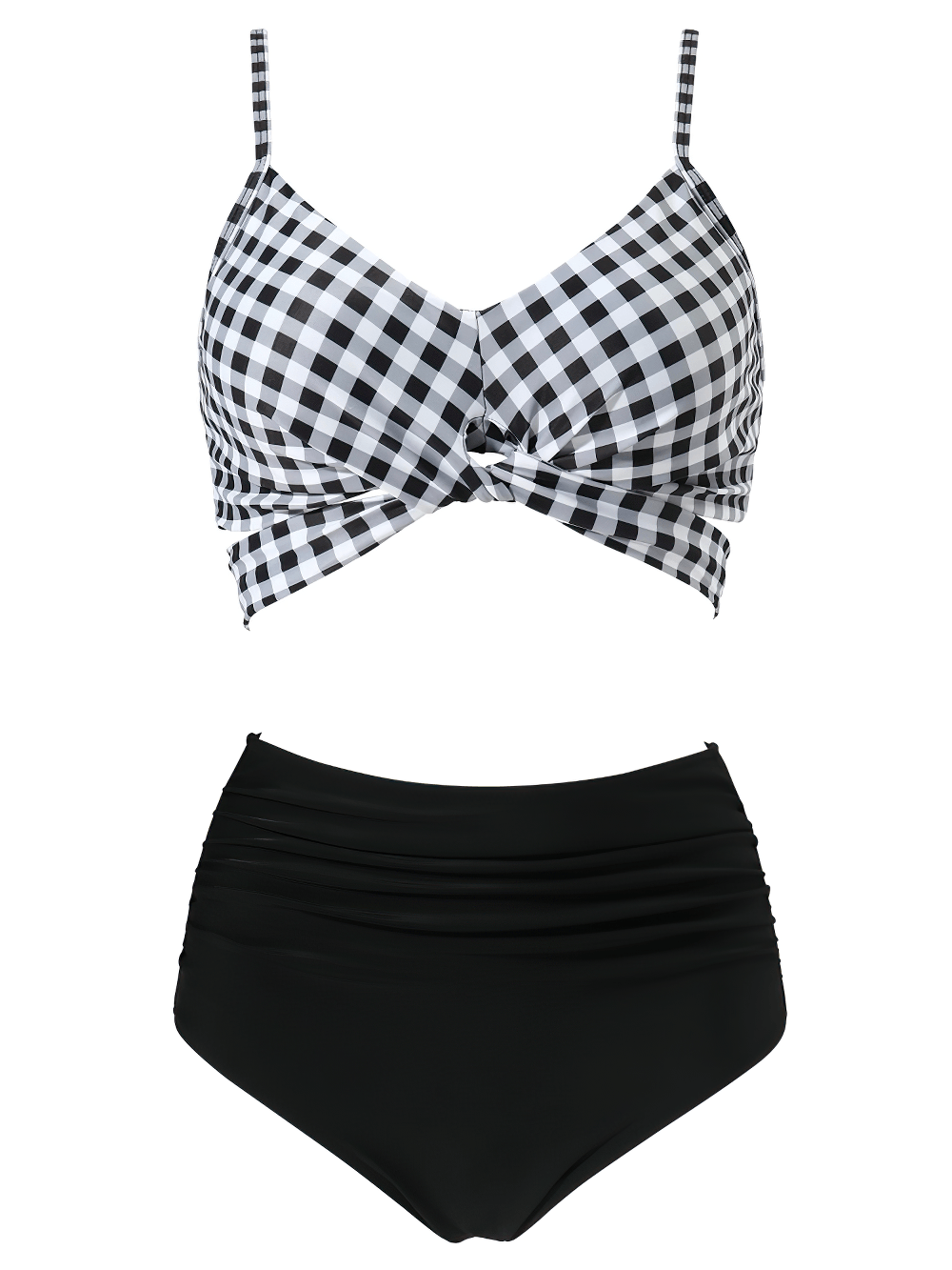 Push-Up Women's Swimsuits with Wrap Top - SF4756 featuring a chic wrap-front top and mid-waist bottoms.