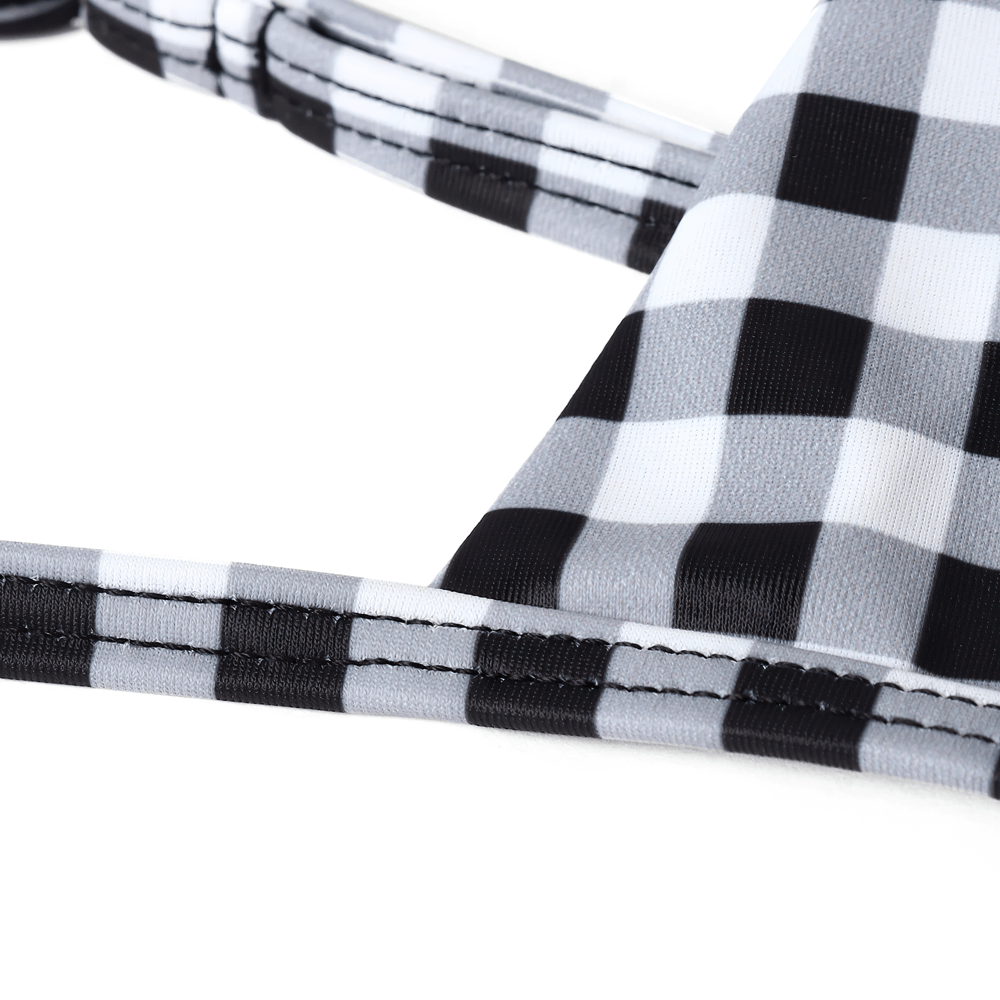 Close-up of the plaid detail on the Push-Up Women's Swimsuits with Wrap Top - SF4756.