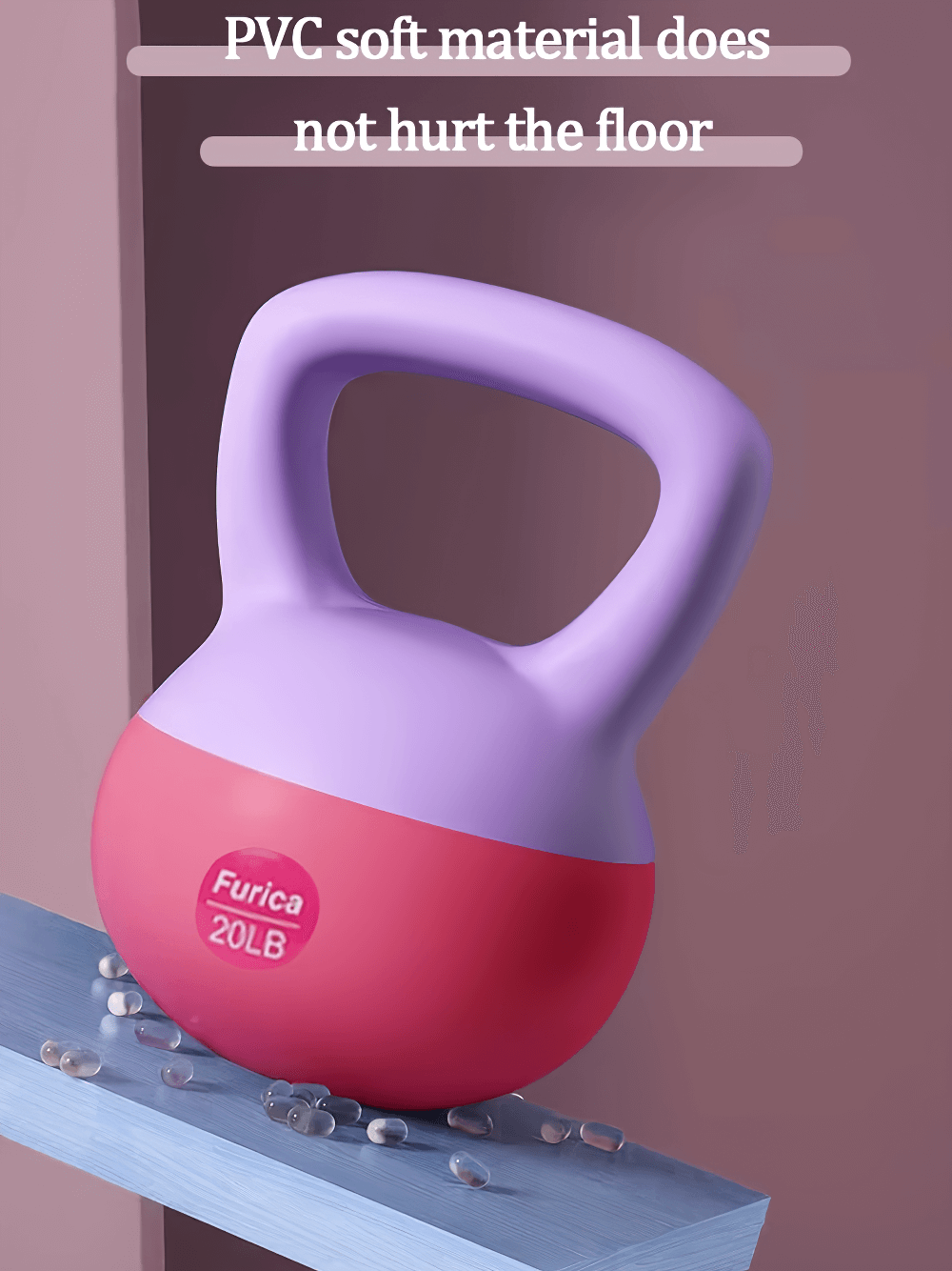 PVC-coated 20lb kettlebell with ergonomic handle for effective home workouts and floor protection