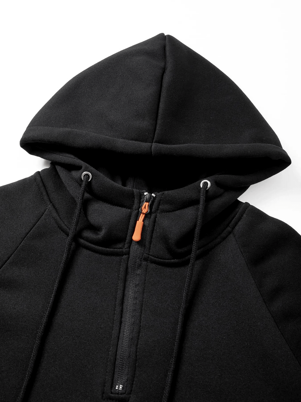 Quarter Zip Pullover Hoodie with Utility Pocket - SF4605 featuring a drawstring hood and zip detail in sleek black.