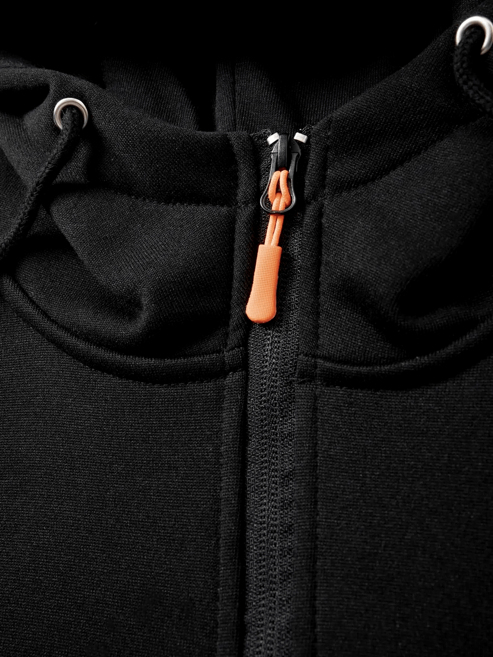 Quarter Zip Pullover Hoodie with Utility Pocket - SF4605 close-up of zip detail and drawstring hood features.