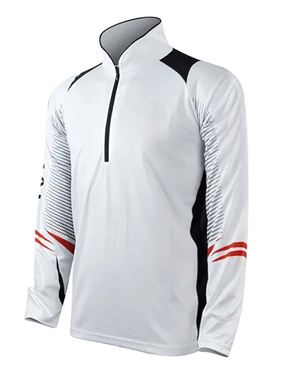 Quarter Zip Training Top with Contrast Sleeves - SF4609 in white with black and red accents, perfect for athletic workouts.