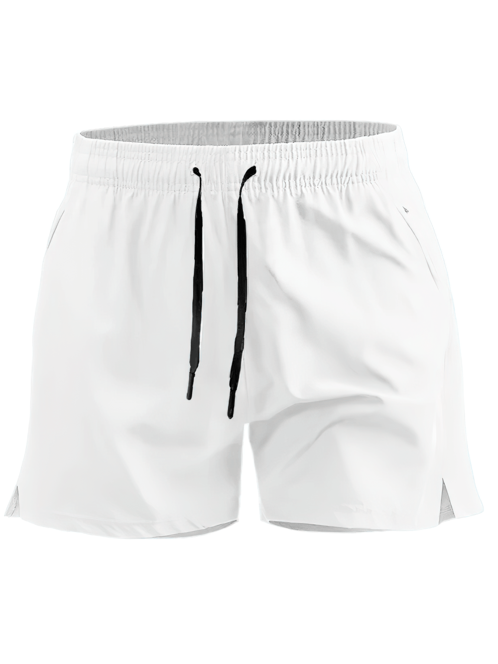 Alt Tag: Quick-Dry Athletic Running Shorts with Pockets - SF4450 white quick-dry workout shorts with drawstring waist and side pockets