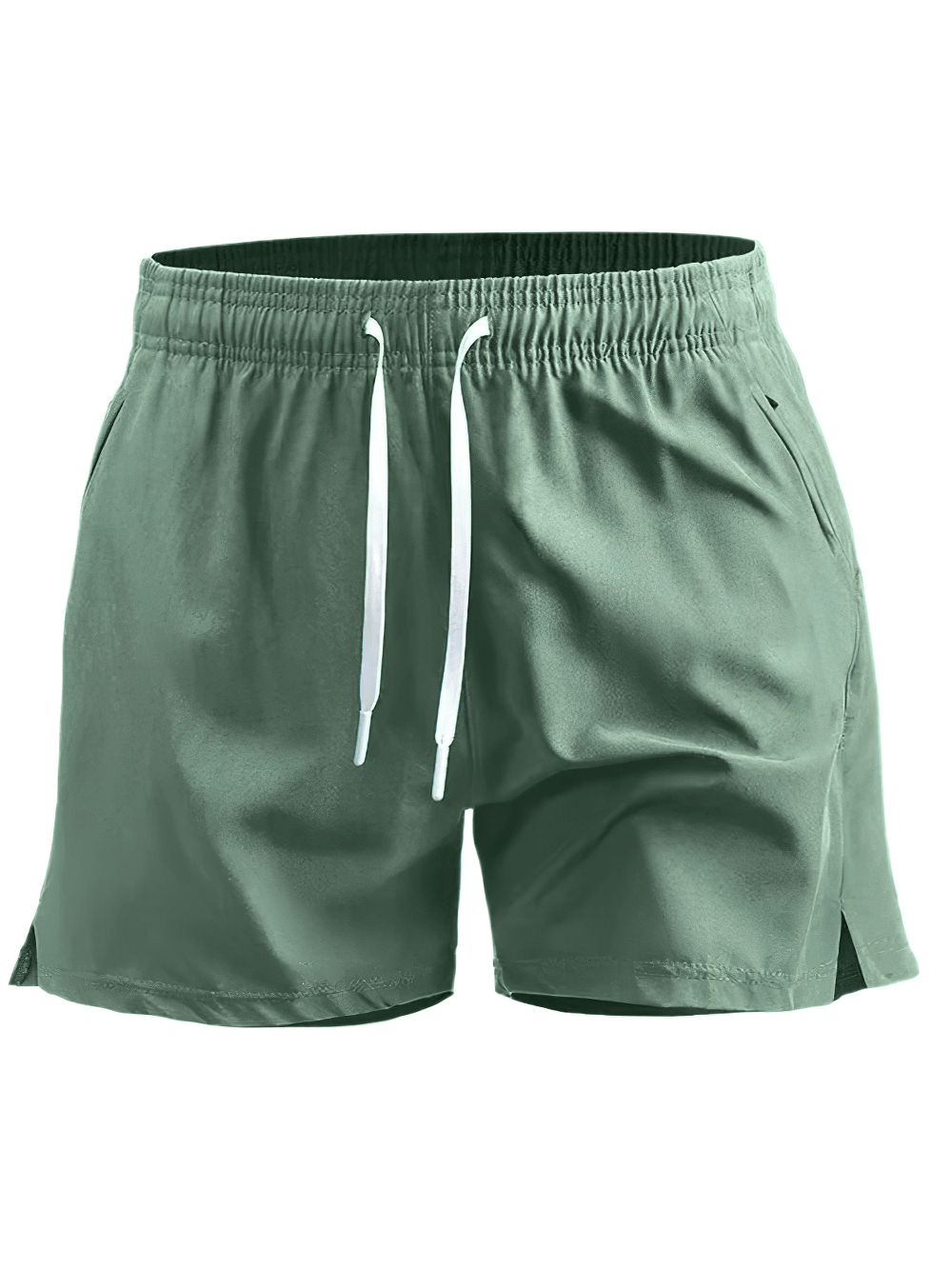 Alt Tag: Quick-Dry Athletic Running Shorts with Pockets - SF4450 green quick-dry workout shorts with drawstring waist and side pockets