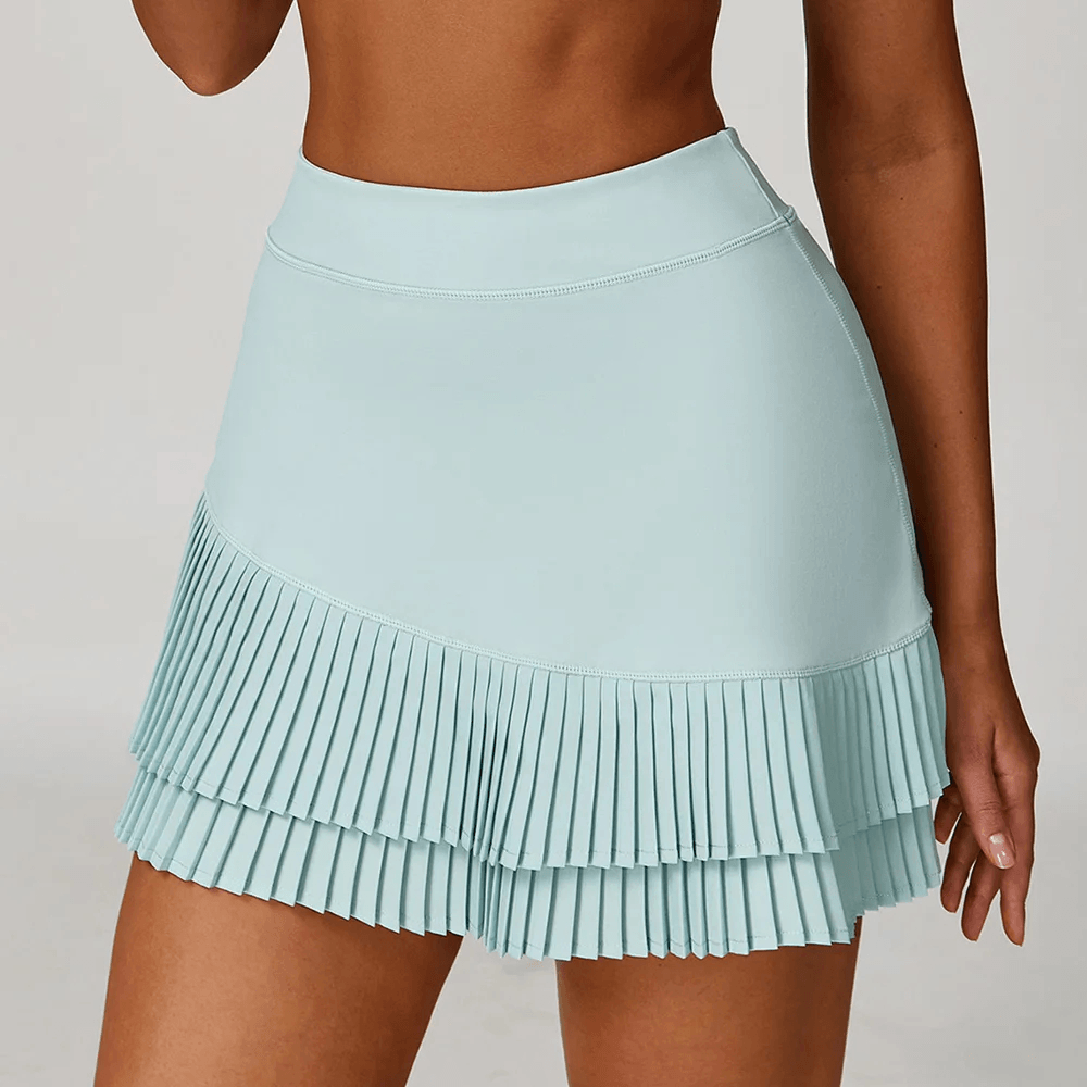 Quick Dry Athletic Skirt With Layered Pleated Hem - SF4570 in light blue, showcasing a stylish pleated design.