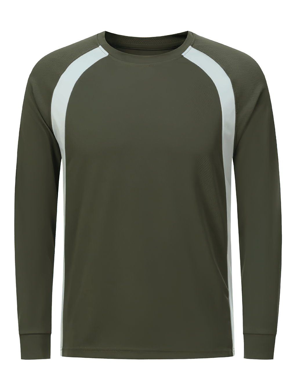 Quick-Dry Bodybuilding Compression Training Top - SF4584 in dark green with patchwork raglan panels for athletic performance.