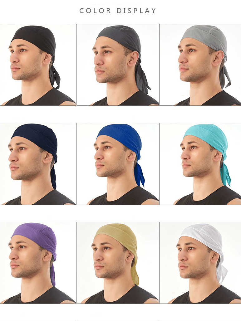 Assorted colors of Quick Dry Cycling Caps for men, demonstrating UV protection and breathable design. SF1438 headwear collection.