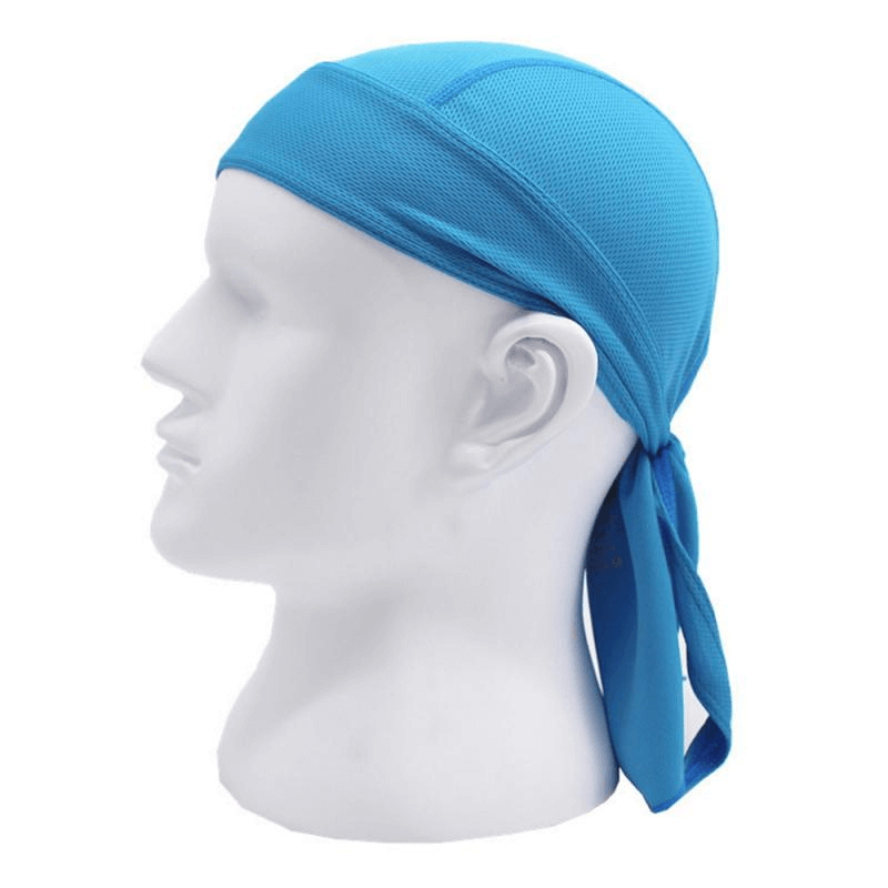 Blue quick dry cycling cap with UV protection, designed for comfort and style during cycling, hiking, and climbing adventures.