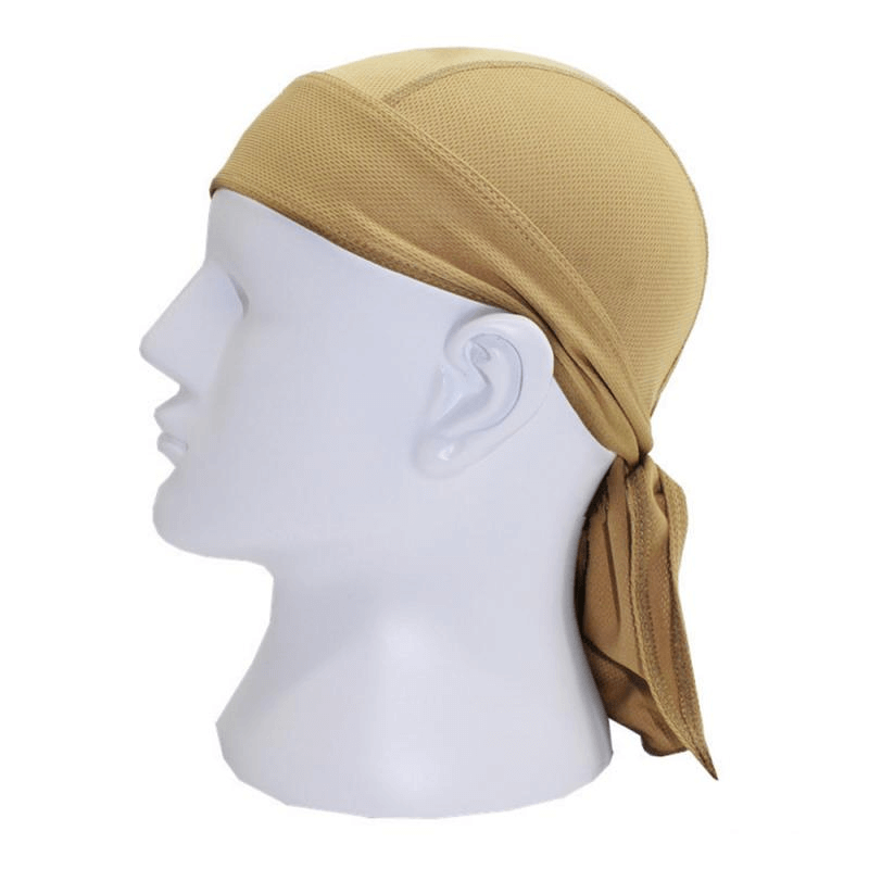 Quick dry cycling cap with UV protection, beige headband for men, ideal for outdoor sports activities like cycling and hiking.