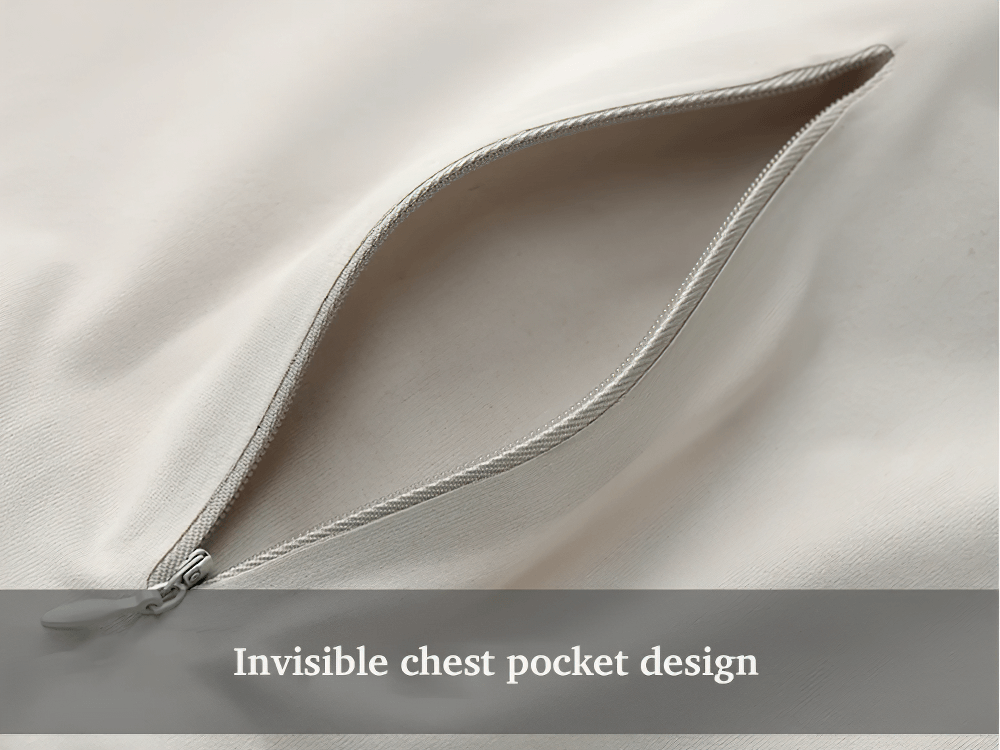 Alt Tag: Quick Dry Hiking T-Shirt with Utility Chest Pocket - SF4366 invisible zip chest pocket detail on quick-dry hiking tee