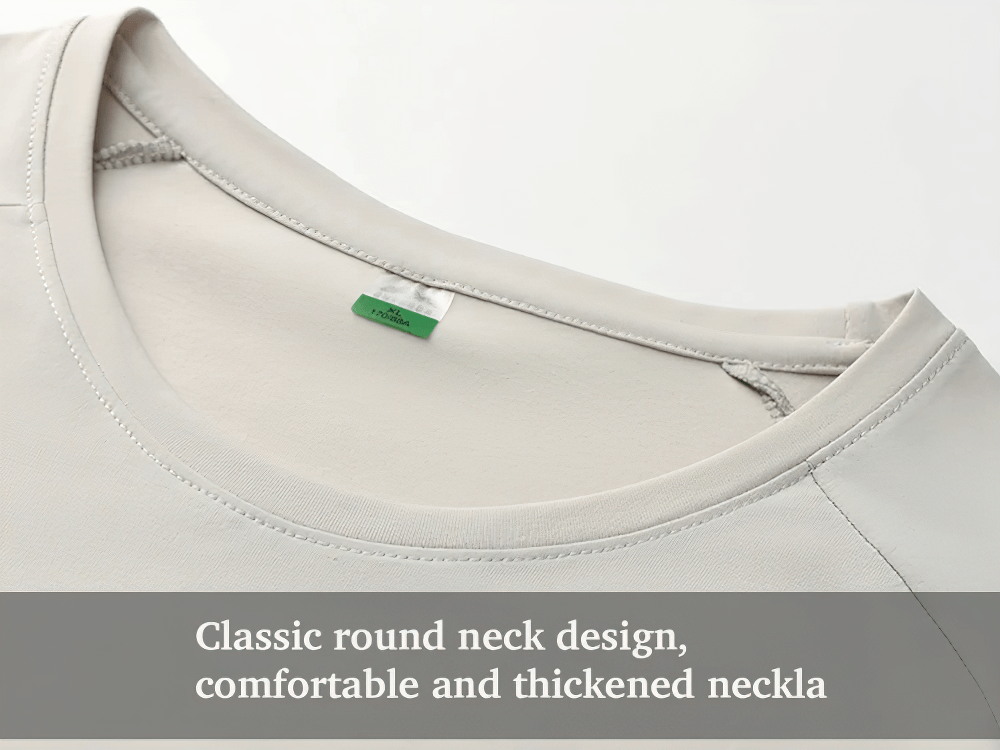 Alt Tag: Quick Dry Hiking T-Shirt with Utility Chest Pocket - SF4366 classic round neck detail, comfy thickened neckline close-up