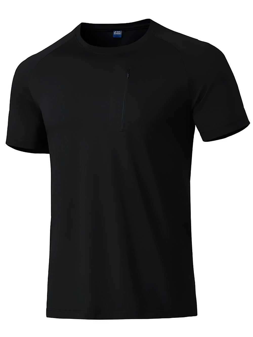 Alt Tag: Quick Dry Hiking T-Shirt with Utility Chest Pocket - SF4366 black men’s short-sleeve quick-dry performance tee with zip chest pocket