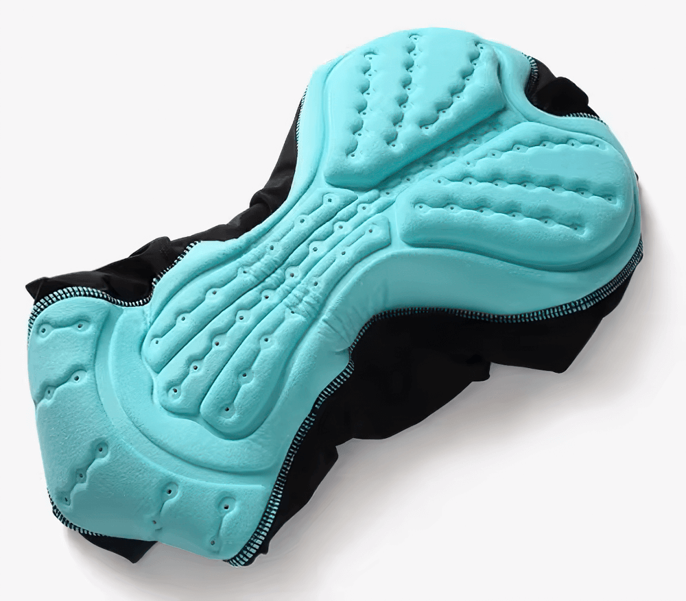 Close-up of GEL padding in Quick-Dry Men's Cycling Set, highlighting ergonomic 4D seat pad for comfort and shock absorption.