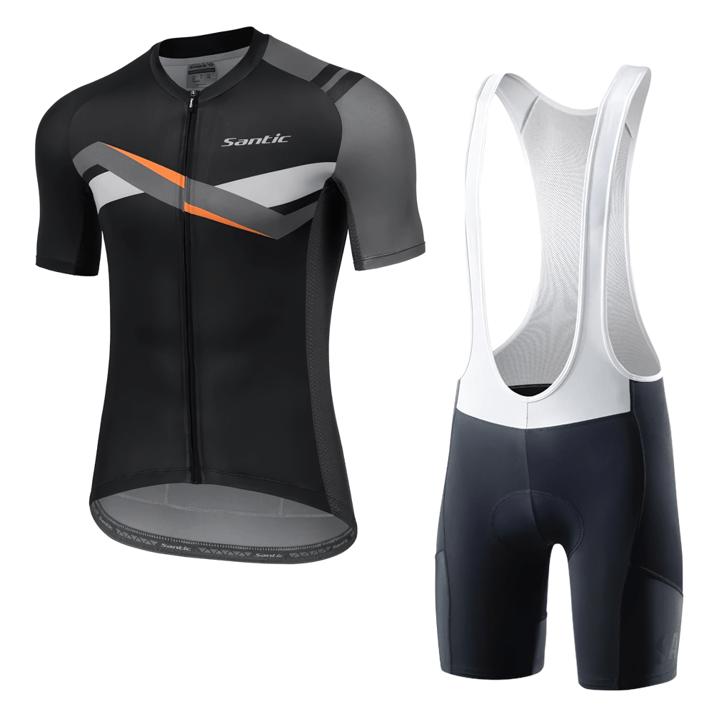 Quick-Dry Men's Cycling Set - Black Cool Performance Kit with Jersey and Bib Shorts SF2601