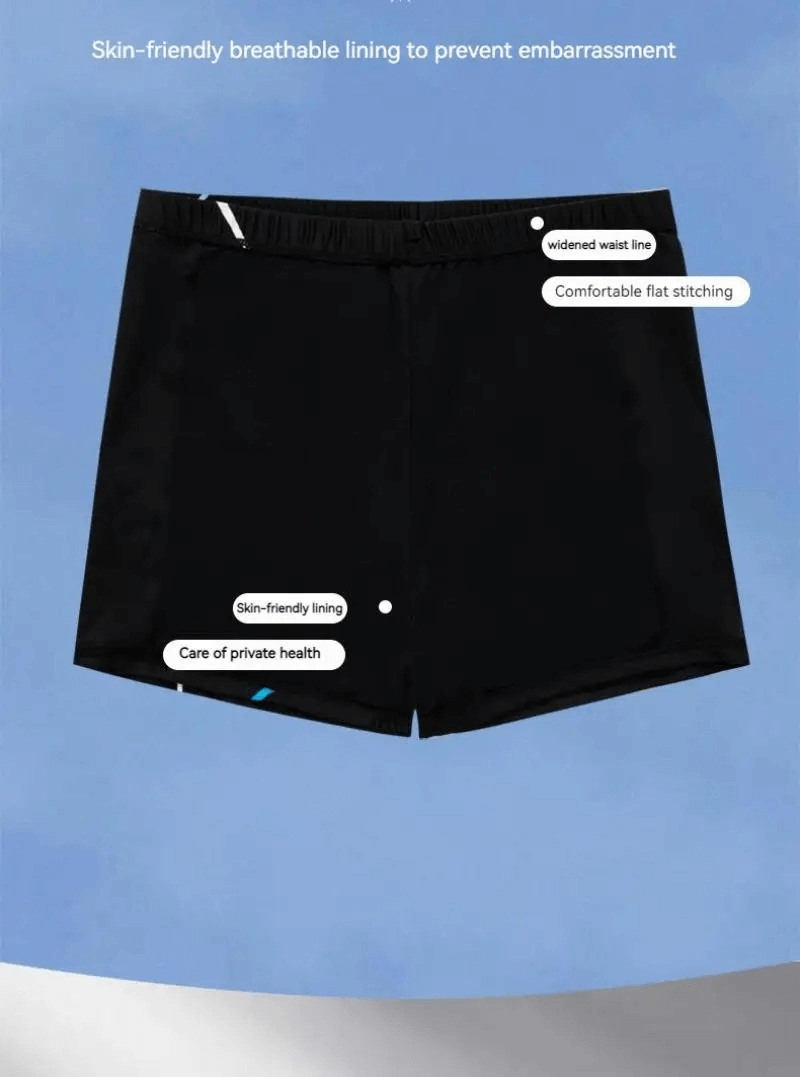 Quick Dry Men's Streamline Swim Trunks with skin-friendly lining and comfortable flat stitching for peak performance.