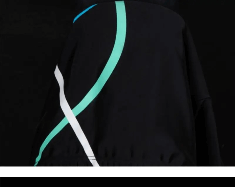 Quick Dry Men's Streamline Swim Trunks with vibrant swirl pattern, showcasing sleek performance swimwear for agile water sports.